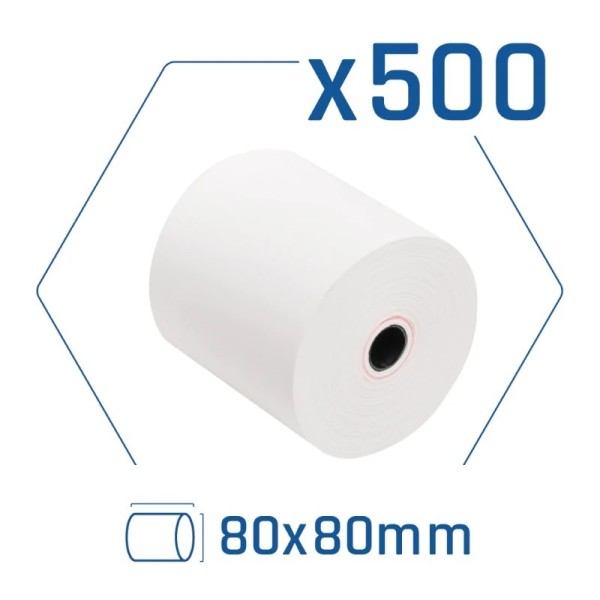 Pack 500 rollos papel térmico sin bpa 80x80mm