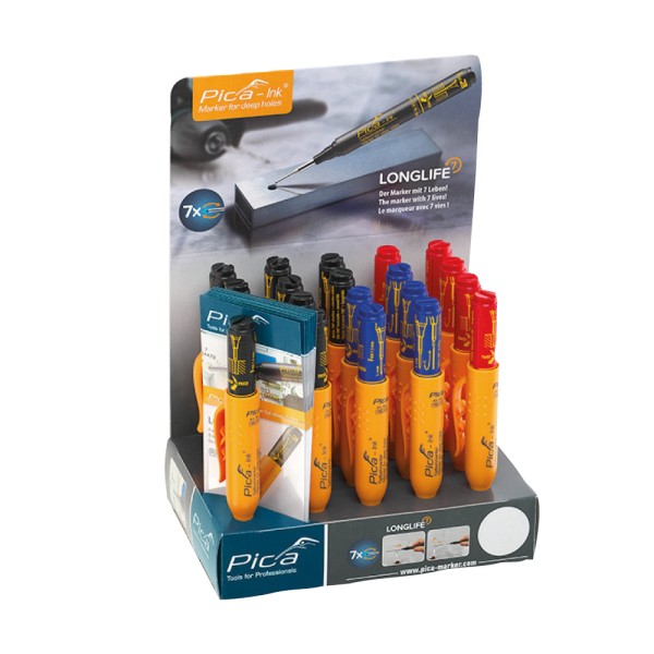 Expositor con 20 marcadores de tinta colores surtidos